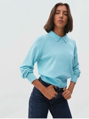 Everlane Women's Collared Crewneck Sweater - Aqua Blue